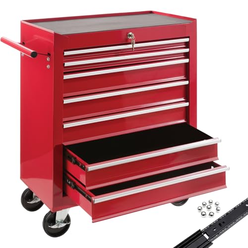 AREBOS Servantes d'atelier 7 Compartiments | Fermeture centralisée | Tapis