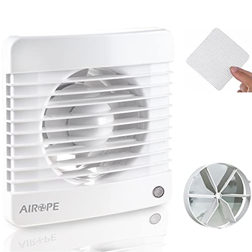 AIROPE-100 mm Ventilateur,Extracteur d'Air,VMC,avec Clapet Anti-Retour + Moustiquaire Intégré,7 W,dB(A)