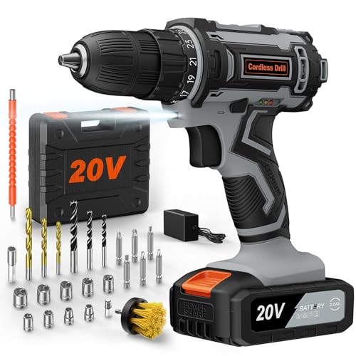 Perceuse Visseuse Devisseuse Sans Fil 20V, avec Batterie 2.0Ah, 42Nm,