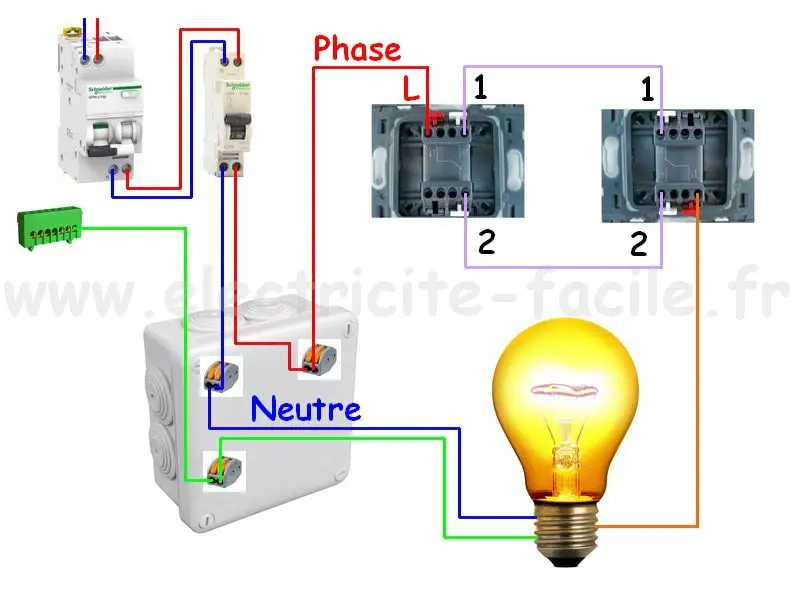 schema electrique va et vient branchement
